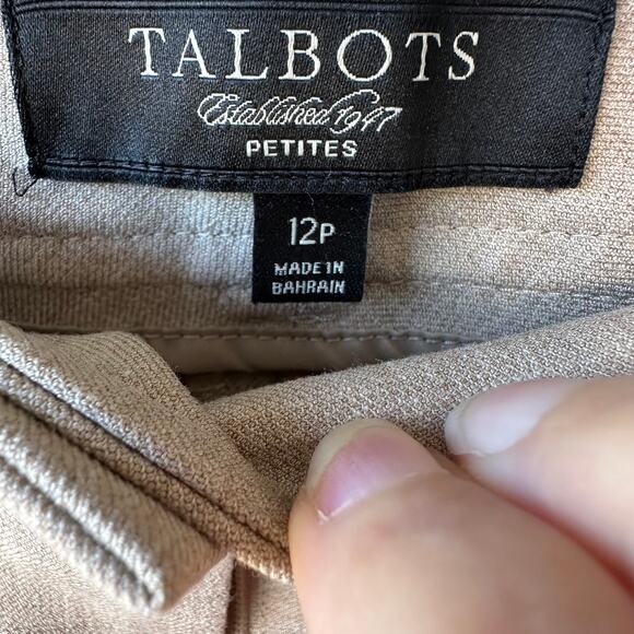 Talbots Signature 12P Wool Blend Dress Pants Beige Career Office Classic Trouser - Picture 6 of 9